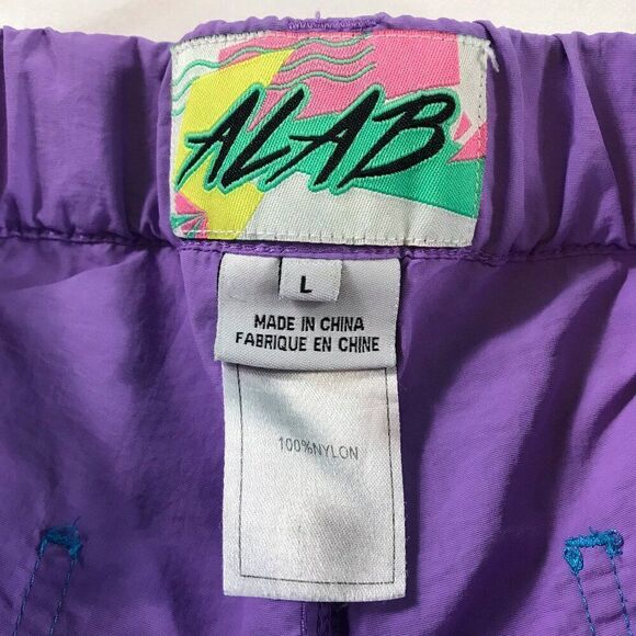 Alab Women Large Colorful Pink Purple Nylon Track Colorblock Pants - Picture 11 of 13
